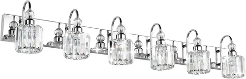 Miniatura 27 de Ralbay - Luces LED modernas de tocador para baño de 5 luces, luces de tocador de cristal sobre espejo, lámparas modernas de tocador para baño