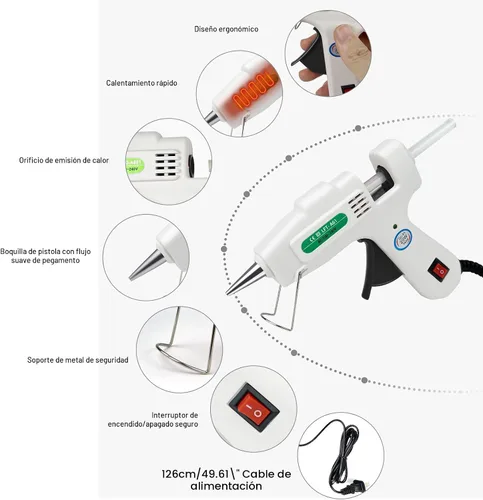 Miniatura 3 de SHJADE Kit de mini pistola de pegamento caliente con 30 barras de pegamento, pistola de precalentamiento rápido, alta temperatura para manualidades