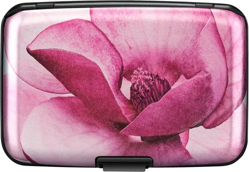 Miniatura 88 de ELFISH Mini cartera de aluminio RFID para tarjetas de crédito, funda de identificación de metal para hombres y mujeres, Happy Flower, Cartera Rfid