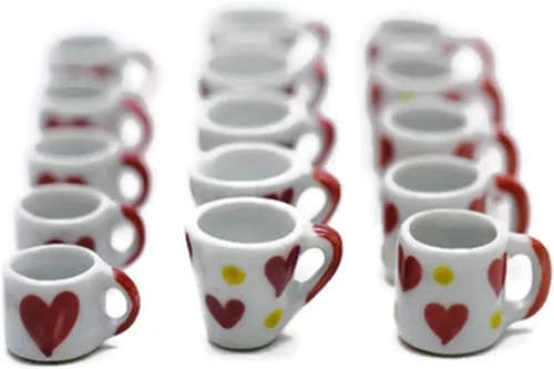 15 Mix Falling in Love Taza de café Taza de té Casa de muñecas Miniaturas Food Kitchen por 1 Shop for You No19