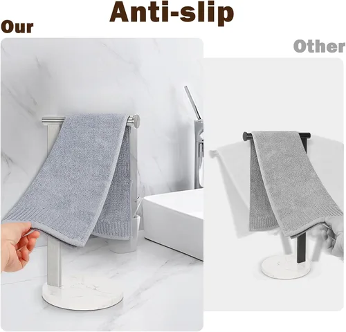 Miniatura 4 de Soporte para toallas de mano para baño, toallero de mano en forma de L, toallero de cocina, organizador de encimera, material de acero inoxidable