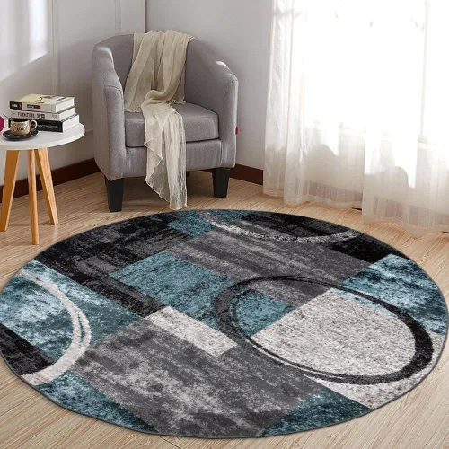 Miniatura 36 de Rugshop - Alfombra contemporánea con diseño abstracto de círculos, alfombra con respaldo de yute para entrada, cocina o habitación pequeña, marrón