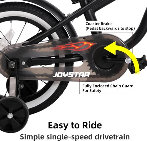 Miniatura 3 de JOYSTAR Bicicleta de crucero para niños de 12, 14 y 16 pulgadas, para niños de 2 a 7 años, bicicleta para niños con ruedas de entrenamiento, freno