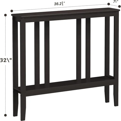 Miniatura 3 de ELYKEN - Mesas consola para entrada, mesa de pasillo de 2 niveles de 36.2" de largo detrás del sofá, mesa de sofá estrecha de 7" para entrada, Marrón