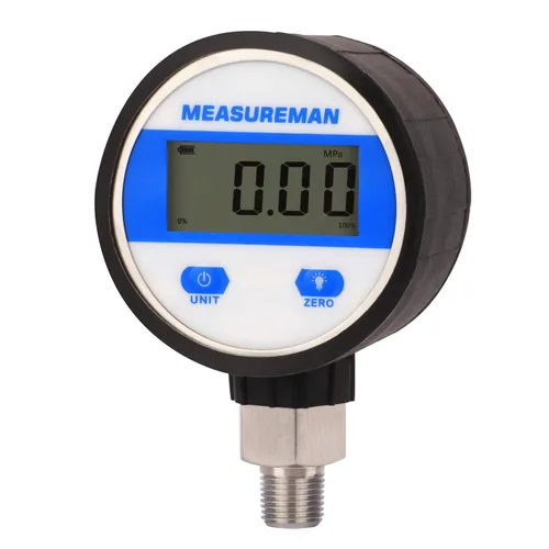 Miniatura 10 de MEASUREMAN Dial de 2-1/2", manómetro industrial hidráulico digital con montaje inferior NPT de 1/4", caja de acero inoxidable y conexión