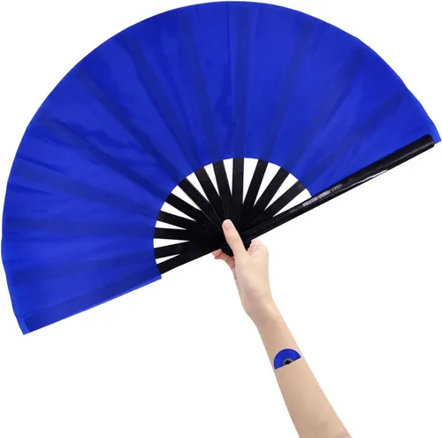 Miniatura 11 de Abanico grande plegable para baile de línea, ventilador de aplausos para botas en el suelo, fiesta, decoración, festival (negro)