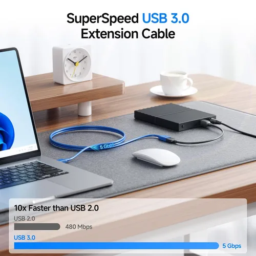 Miniatura 2 de Cable Matters Paquete de 2 cables de extensión USB de 5Gbps - 6 pies, cable de extensión USB 3.0, extensor USB3.0 de macho a hembra, compatible