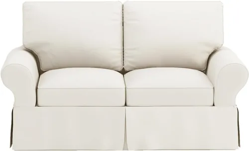 Miniatura 5 de La funda de sofá de algodón es de 2 asientos de repuesto compatible con Pottery Barn PB Basic Loveseat Sofa (beige)