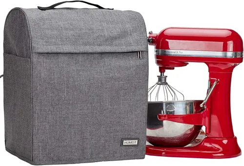 Miniatura 8 de HOMEST Funda Acolchada Antipolvo para Batidora de Pie con Bolsillos Compatible con KitchenAid de 5/4.5 Cuartos de Galón Cabezal Inclinable, Negro