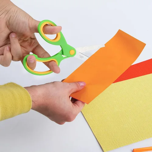 Miniatura 7 de ELECKEY Tijeras para zurdos para niños de 5.75 pulgadas, tijeras puntiagudas para estudiantes escolares y zurdos, romas, paquete de 2 (azul)