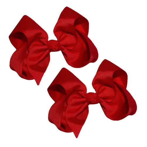 Miniatura 42 de WEBB DIRECT2U Juego de dos lazos para el pelo de grogrén sólido de 4 pulgadas, pinzas de cocodrilo, color verde manzana