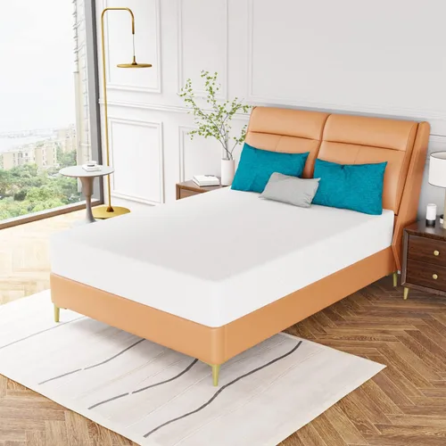 PayLessHere Colchón de Espuma Viscoelástica de Té Verde de 10 Pulgadas, Certificado CertiPUR-US, Funda Suave Extraíble, Sin Fibra de Vidrio,