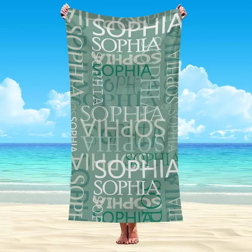 Miniatura 28 de Interestprint Toalla de piscina con nombre personalizado para niños, adultos y hombres, toalla de playa naranja personalizada con número