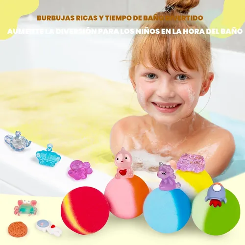 Miniatura 4 de 48 piezas de bombas de baño para niños con juguete en el interior, baño de burbujas orgánico y colorido para niños seguro, mejor set de regalo