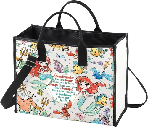 Miniatura 8 de WZMPA Bolsa de cosméticos de sirena de princesa, regalo para fanáticos de cuentos de hadas, con la frase "You Are Braver Stronger Beautiful Than You