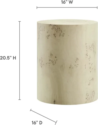 Miniatura 3 de Modway EEI-6271-BLB Cosmos - Mesa auxiliar redonda de madera Burl de 16 pulgadas, color marrón blanqueado
