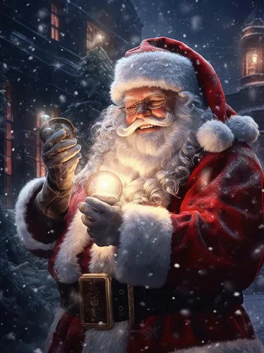 Reofrey Kits de pintura de diamantes para adultos, Papá Noel, arte de diamantes de imitación redondos de Navidad, lienzo bordado de punto de cruz