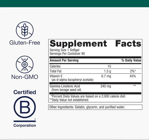 Miniatura 4 de Metagenics OmegaGenics Aceite de semilla de borraja GLA 240 mg - Suplemento de ácido gamma-linolénico (GLA) - Apoya la salud celular, de la piel