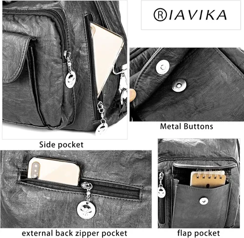 Miniatura 7 de Bolsos Hobo para mujer, bolso grande y bolsos de mano de piel sintética suave para mujer, bolsos de hombro con múltiples bolsillos bolsa cruzada