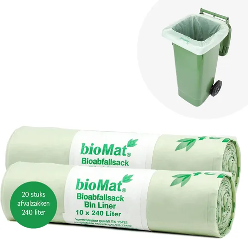 Miniatura 22 de bioMat Bolsas de basura compostables de 2.6 galones, 125 unidades, bolsas de basura pequeñas y planas para cocina, con certificación BPI, CMA y OK