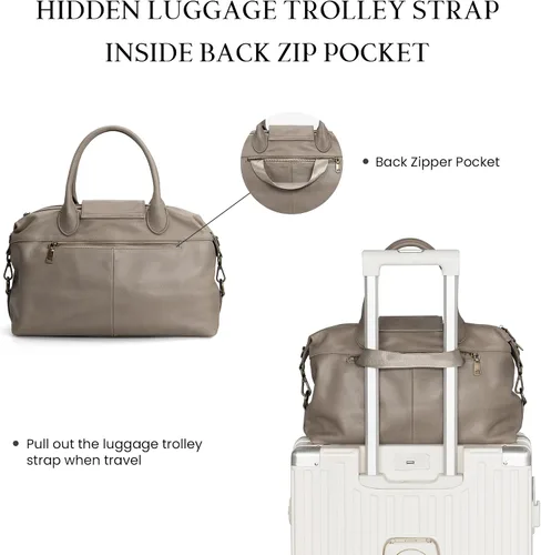 Miniatura 6 de befen Bolso de mano vintage de cuero genuino para mujer, bolso de mano con asa superior, bolso de cuero grande, bandolera de hombro