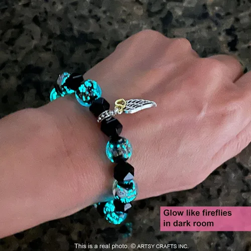 Miniatura 7 de ARTSY Crafts Glow in the Dark Firefly Beads + Natural Gemstone Bracelets, Handmade in USA