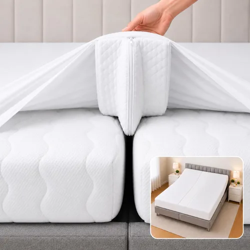 Miniatura 11 de Kit Convertidor de Puente de Cama de 25 cm Extra Ancho de Individual a King - Relleno de Hueco de King Dividido para Cama Ajustable - Conector