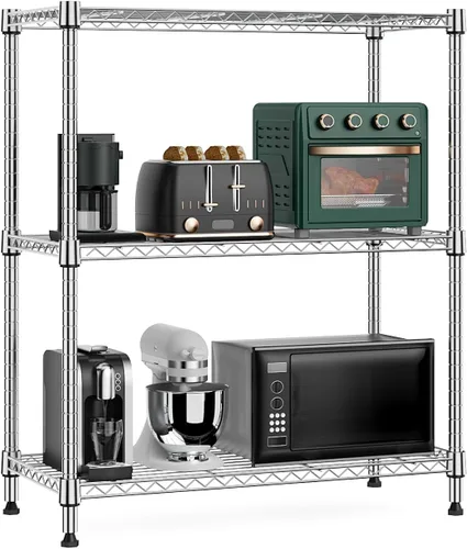 Miniatura 24 de M MZG Estante de alambre de acero resistente ajustable de 1000 libras, con 4 estantes, unidad de almacenamiento ajustable con rueda para cocina