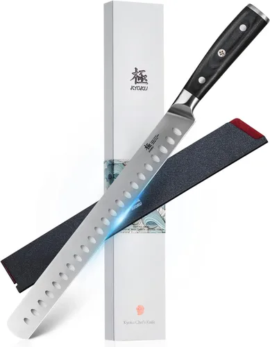 Miniatura 11 de KYOKU Serie Samurai - Cuchillo de carnicero de 7" - Espiga completa - Cuchillos de cocina de acero de alto carbono estilo japonés - Mango