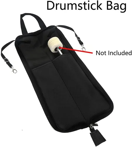 Miniatura 2 de Watris Veiyi Bolsa de baqueta, bolsa portátil para baqueta, bolsa para colgar de mazo de percusión, bolso de baqueta con asa (negro)