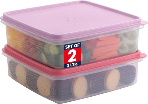 Miniatura 9 de Contenedores de almacenamiento de plástico con tapas, paquete de 2 contenedores para cupcakes de 3 L, recipientes herméticos para almacenamiento