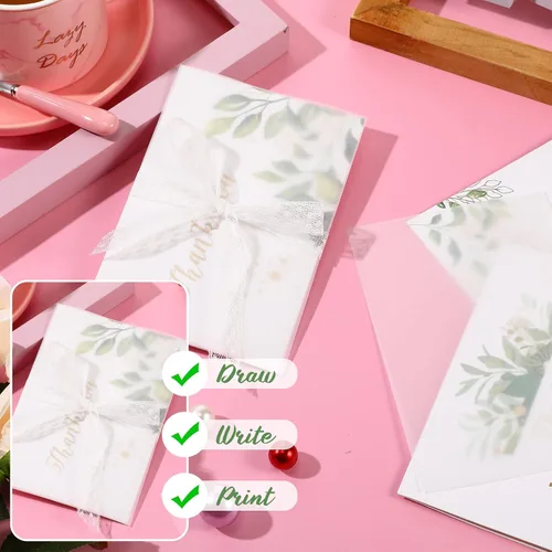 Miniatura 7 de Sabary 150 hojas de papel vitela de 4 x 6 pulgadas para boda, tarjetas de salvar la fecha, papel de calco translúcido, cubierta de fotos de boda