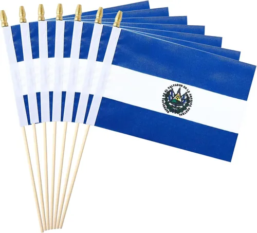 Miniatura 17 de Paquete de 12 banderas de Brasil en palos, pequeñas banderas de mano brasileñas para oficina, aula, vacaciones, decoración de fiestas