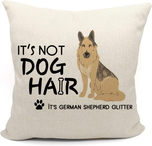 Miniatura 6 de Funda de almohada de lino con purpurina de pastor alemán, regalos para amantes de los perros, regalos de mamá de pastor alemán, divertida funda