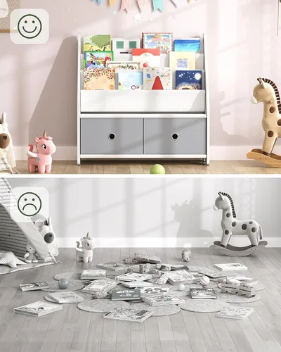 Miniatura 4 de CHOEZON Estantería infantil y almacenamiento de juguetes, estante de libros para niños de gran capacidad de 4 niveles, estantería para niños