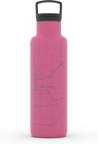 Miniatura 103 de Well Told Botella de agua aislada con mapa de Washington DC grabado, botella de acero inoxidable grabada (21 onzas, blanco) botella aislada de mapa