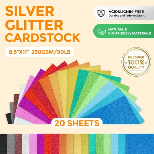 Miniatura 2 de Papel de cartulina con brillantina, 20 hojas multicolor de papel brillante de primera calidad, para tarjetas, manualidades, caja de regalo, regalos