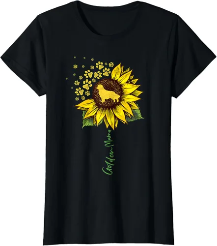 Golden Mom Sunflower Golden Retriever Lover Gifts Dog Mama T-Shirt, Negro, S