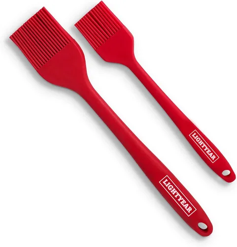 Lightyear Juego de cepillos de silicona para untar (2 piezas) ❘ Cepillo de aceite resistente al calor de 450°F para tu cocina - Ideal para Rojo