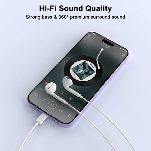 Miniatura 6 de [Certificado MFi de Apple] Auriculares con cable para iPhone con micrófono integrado y control de volumen, auriculares con reducción de ruido
