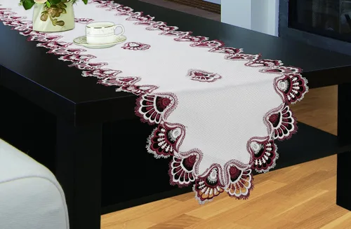 Miniatura 2 de Royal Bedding Crest - Camino de mesa bordado de lujo para cocina, 16 x 36 pulgadas, beige y dorado