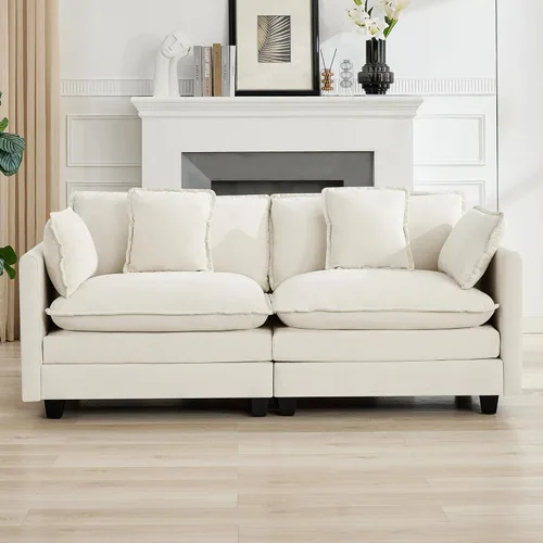 Miniatura 18 de Otomán de Sofá Moderno de Chenille Nube de 35'', Otomán Rectangular para Sofá Seccional Modular, Beige