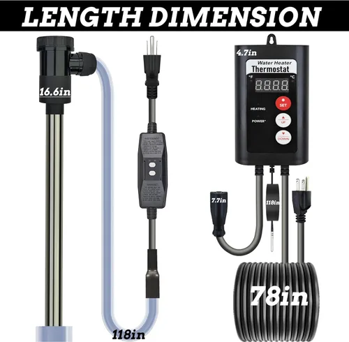 Miniatura 4 de Calentador de agua portátil de inmersión de titanio para bañera y piscina, 2000 W, 120 V, calentador de agua sumergible eléctrico con termosto