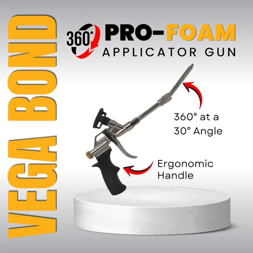 Miniatura 2 de Vega Bond Pistola de espuma Pro Spray – Aplicador profesional de espuma de poliuretano con punta giratoria de 360°, diseño reutilizable de alta