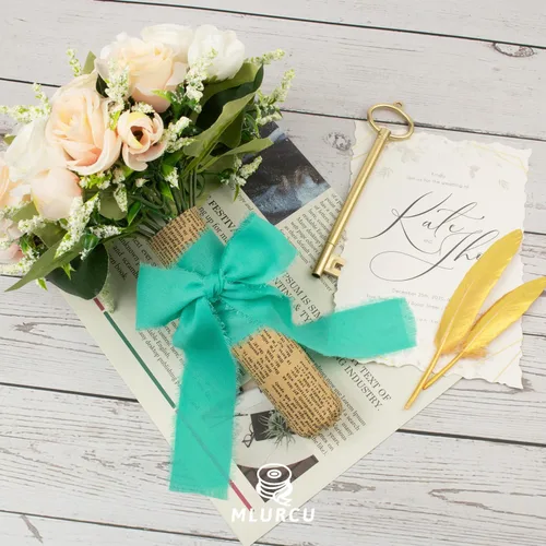 Miniatura 5 de Cinta de gasa verde aguamarina de 1.5 pulgadas x 40 yardas, color azul turquesa, perfecta para envolver regalos, invitaciones de boda y manualidades