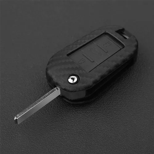 Miniatura 5 de Cubierta de patrón de textura de fibra de carbono de goma de silicona suave para Peugeot, funda de llavero remoto de coche para Peugeot 208 301 308