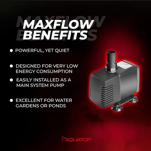 Miniatura 3 de Aquatop MaxFlow Bomba sumergible 343 GPH - Caudal ajustable para acuarios, sumideros, estatuas - Circulación eficiente del agua, SWP-1300 - Fácil
