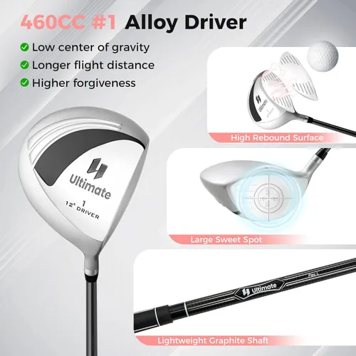 Miniatura 4 de Goplus Juego completo de palos de golf para mujer, 9 piezas de palos de golf con conductor #1, calle #3, híbrido #4, #6, #7, #8 y #9 y #P, putter