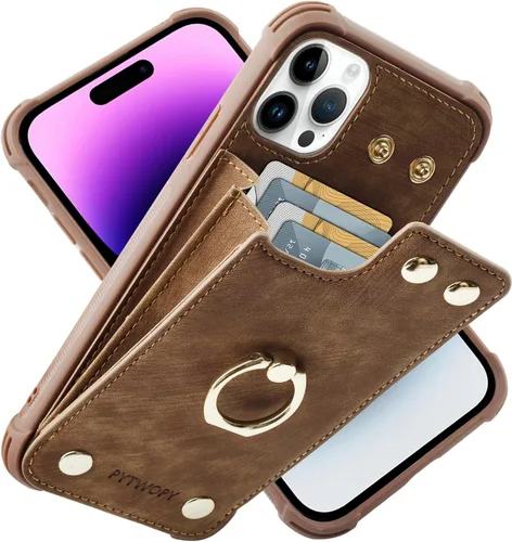 Miniatura 9 de Funda tipo cartera compatible con iPhone XR/10R con tarjetero de crédito, funda protectora de cuero a prueba de golpes compatible con anillo