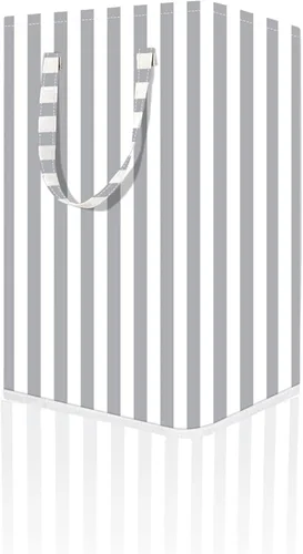Cesta grande para la ropa sucia, 75L impermeable, cesta plegable con asas extendidas para ropa en el dormitorio familiar (rayas verticales grises)
